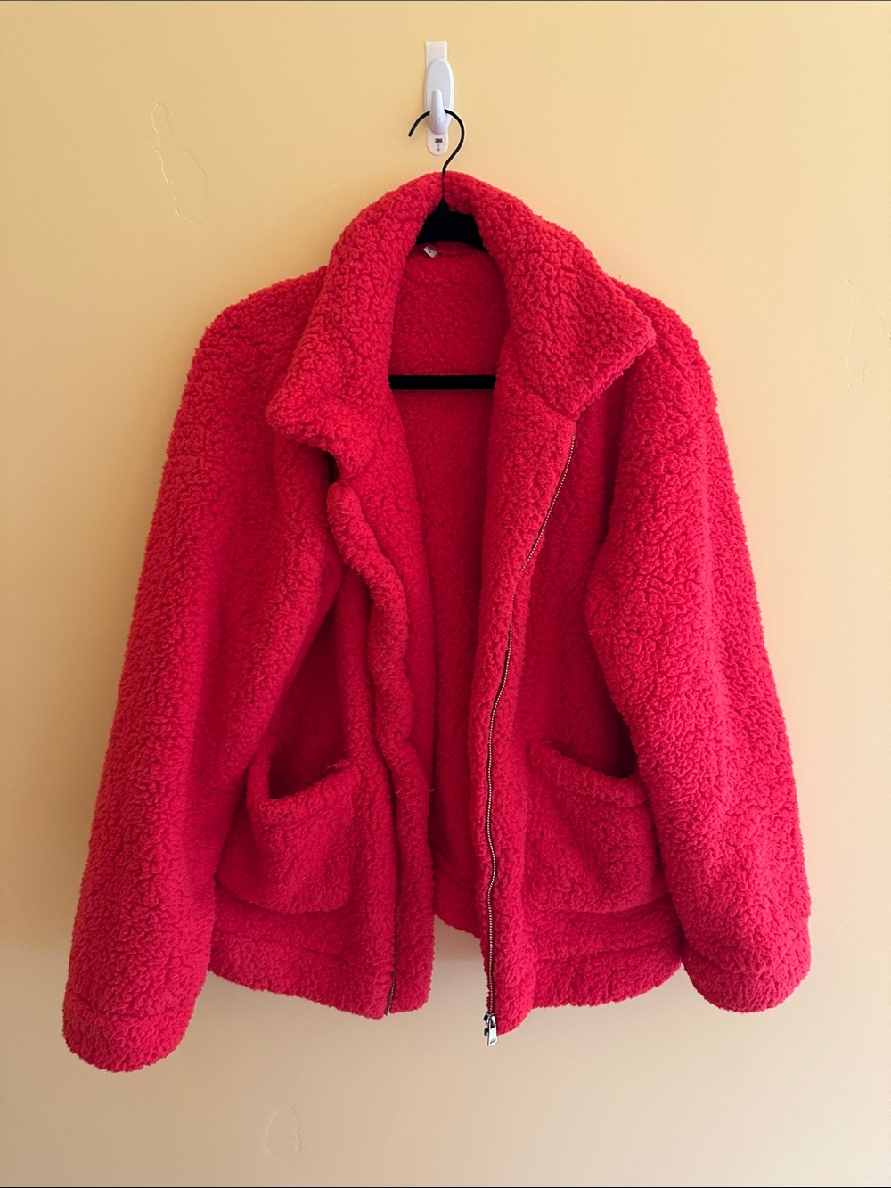 Red Sherpa Zip-Up Jacket for Women - Picture 1 of 3